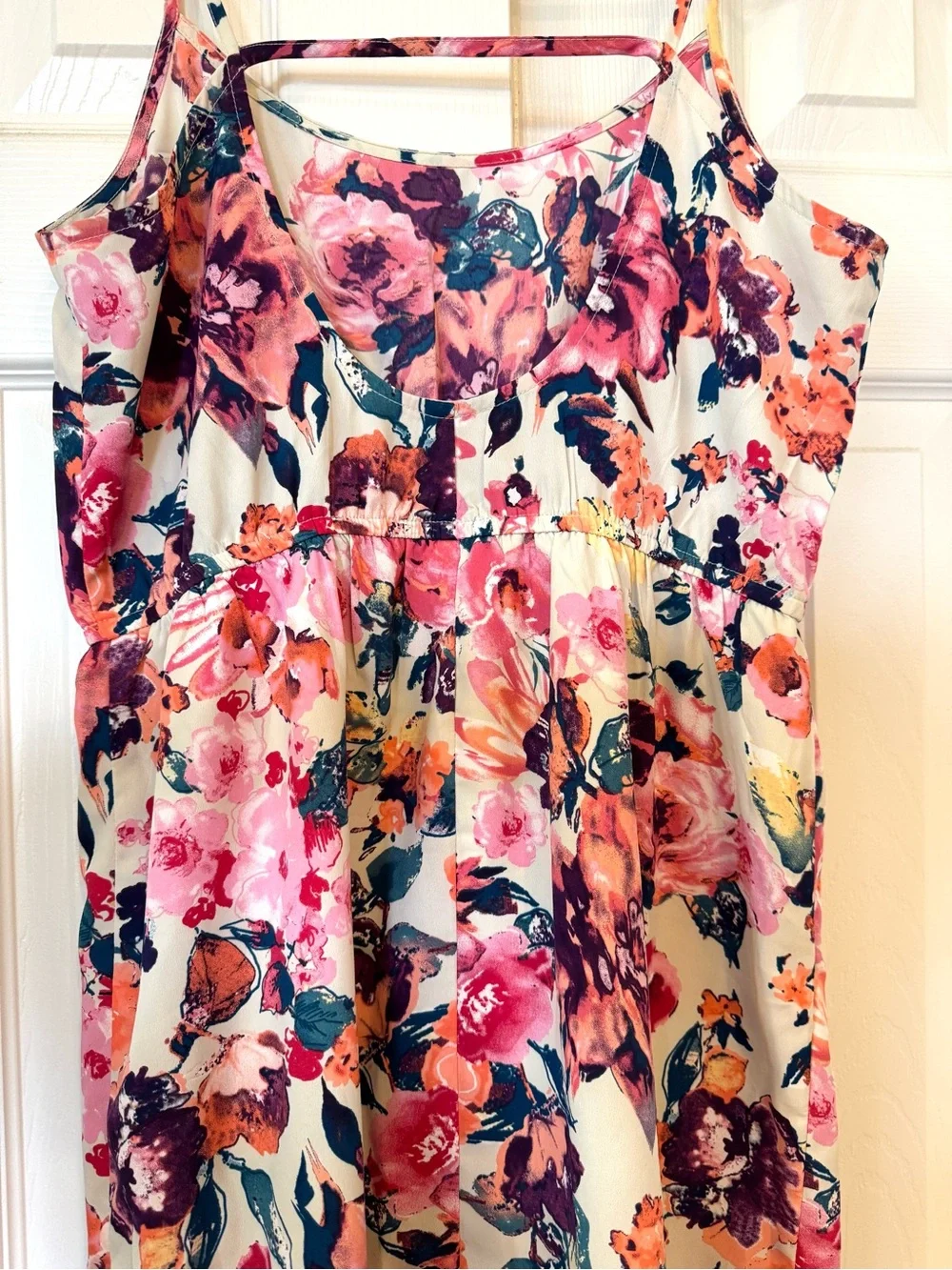 Forever 21 White Floral Mini Dress with Pink, Orange & Navy Flowers - Picture 6 of 6